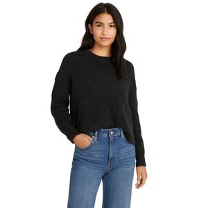 New Madewell Charcoal Gray Cable Knit Alpaca Blend Boxy Sweater Size S‎